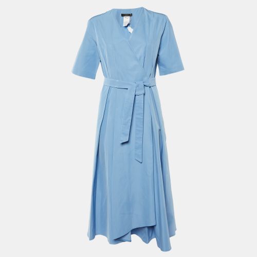 Weekend Max Mara Blue Cotton Blend Belted Wrap Dress L - Weekend Max Mara - Modalova