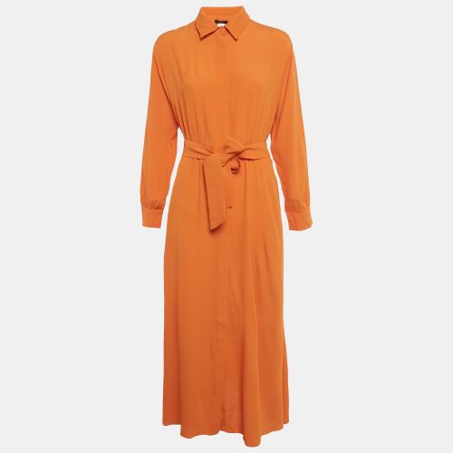 Weekend Max Mara Orange Crepe Belted Midi Dress M - Weekend Max Mara - Modalova