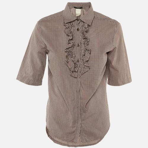 Weekend Max Mara Burgundy Checkered Cotton Frill Detail Shirt M - Weekend Max Mara - Modalova