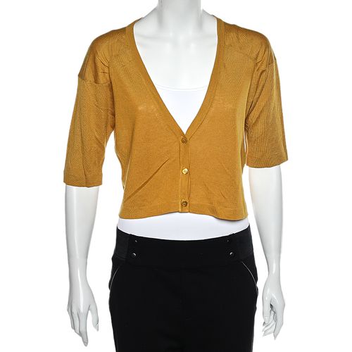 Weekend Max Mara Mustard Yellow Silk & Linen Cropped Cardigan L - Weekend Max Mara - Modalova