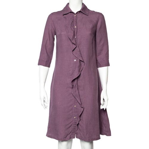 Weekend Max Mara Purple Linen Ruffle Detail Button Front Midi Dress S - Weekend Max Mara - Modalova