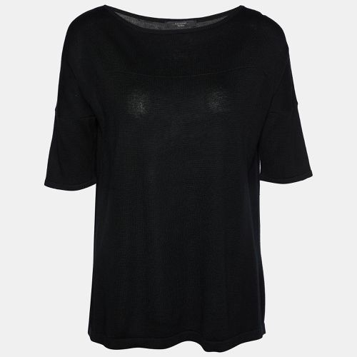 Weekend Max Mara Black Silk & Wool Knit Plisse Panel Top S - Weekend Max Mara - Modalova