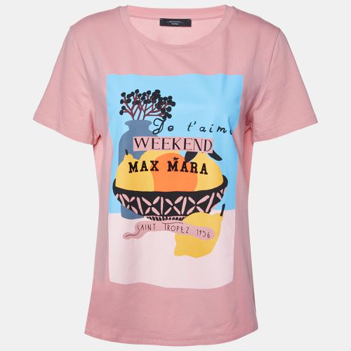 Weekend Max Mara Pink Printed Cotton Crew Neck T-Shirt L - Weekend Max Mara - Modalova