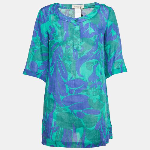 Weekend Max Mara Green/Blue Floral Print Ramie Buttoned Tunic S - Weekend Max Mara - Modalova