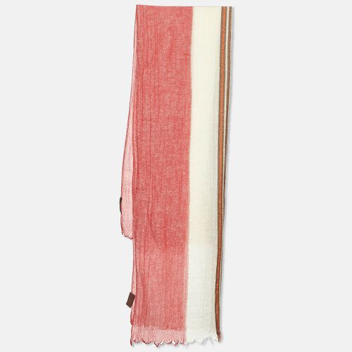 Tod's Red/Cream Striped Linen & Cashmere Scarf - Tod's - Modalova