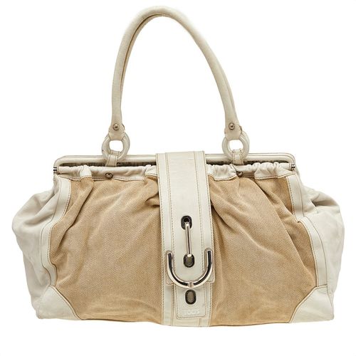 Tod's Beige/ Off White Leather And Canvas Satchel - Tod's - Modalova