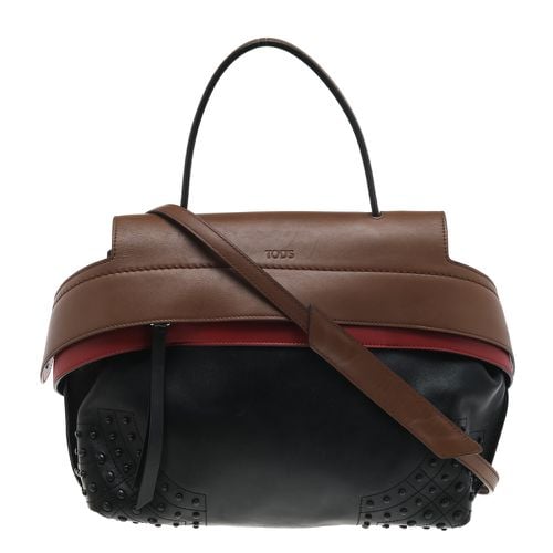 Tod's Black/Beige Leather Wave Top Handle Bag - Tod's - Modalova