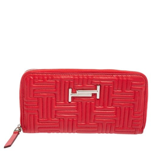 Tod's Red Leather Double T Zip Around Continental Wallet - Tod's - Modalova