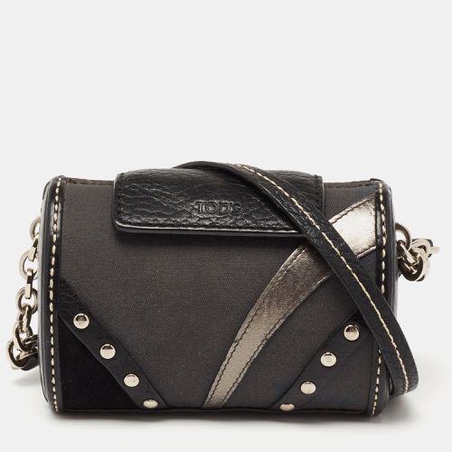 Leather and Canvas Studded Flap Shoulder Bag - Tod's - Modalova