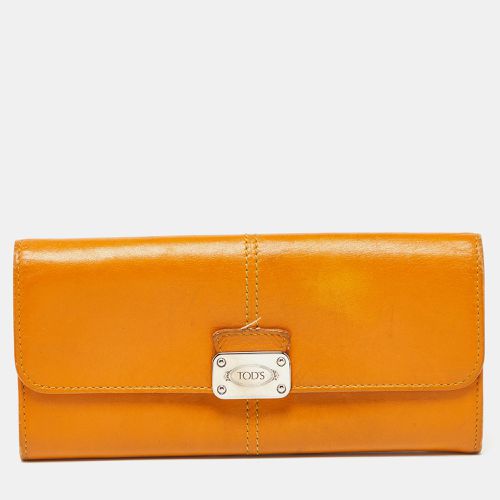 Tod's Mustard Leather Plaque Logo Continental Flap Wallet - Tod's - Modalova