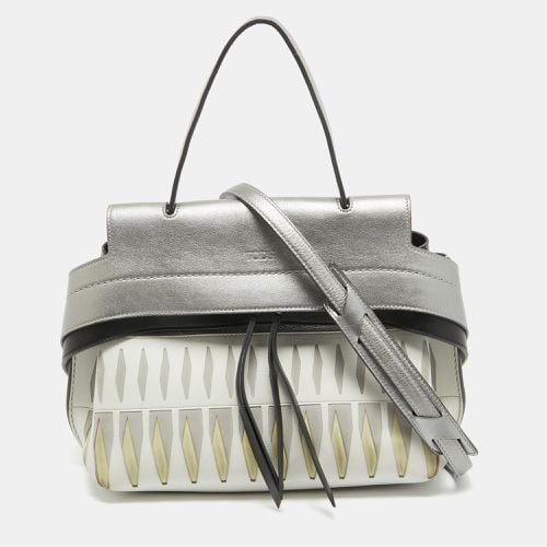 Tod's Metallic Grey/White Leather Wave Laser Top Handle Bag - Tod's - Modalova