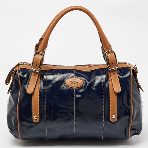 Tod’s Navy Blue/BrownCoated Canvas and Leather G-Bag Easy Sacca Satchel - Tod's - Modalova