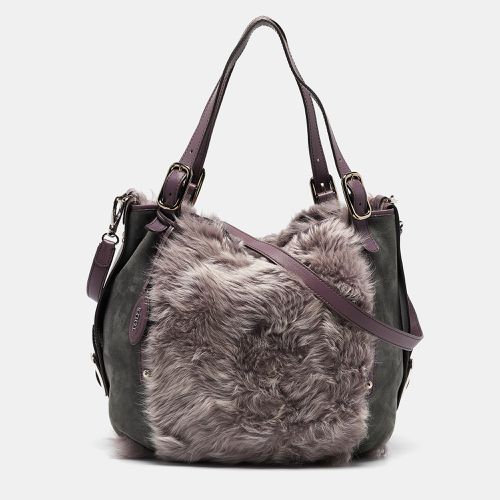 Grey Fur, Suede and Leather Buckle Hobo - Tod's - Modalova