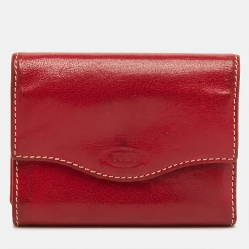 Dark Leather Flap Compact Wallet - Tod's - Modalova