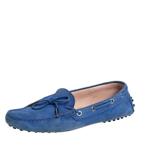 Tod's Blue Nubuck Gommino Slip On Loafers Size 38.5 - Tod's - Modalova