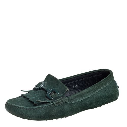 Tod's Green Suede Fringe Slip On Loafers Size 36.5 - Tod's - Modalova