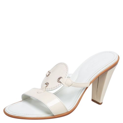 Tod's Cream Patent Leather Open Toe Slide Sandals Size 36.5 - Tod's - Modalova