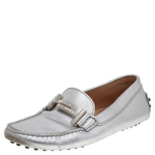 Tod's Silver Leather Slip on Loafers Size 36 - Tod's - Modalova