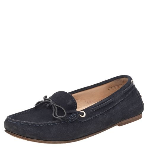 Tod's Navy Blue Leather Bow Slip On Loafers Size 36.5 - Tod's - Modalova