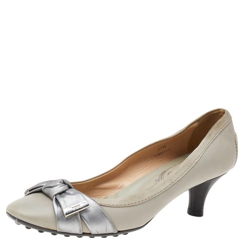 Tod's Grey Leather Bow Pumps Size 37.5 - Tod's - Modalova