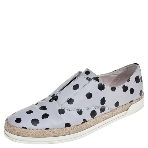 Tod's Grey/Black Dot Printed Leather Francesina Espadrille Slip On Sneakers Size 39.5 - Tod's - Modalova