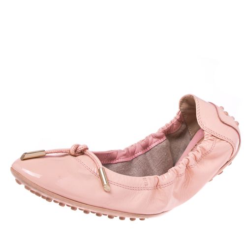 Salmon Patent Leather Ballerina Scrunch Flats Size 37 - Tod's - Modalova