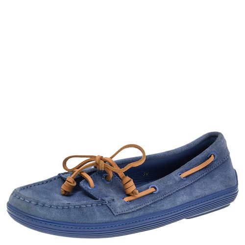 Tod's Blue Suede Lace Up Boat Loafers Size 38 - Tod's - Modalova