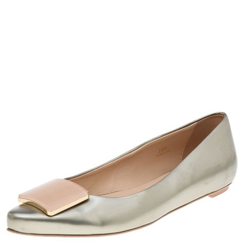 Tod's Silver/Pink Patent Leather Buckle Detail Flats Size 39.5 - Tod's - Modalova