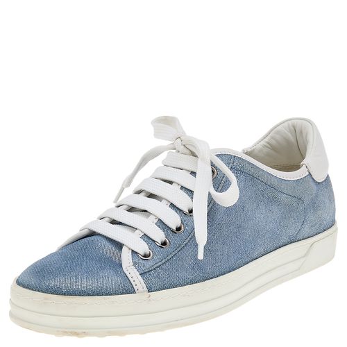 Tod's Blue Glitter Suede Low Top Sneakers Size 36.5 - Tod's - Modalova