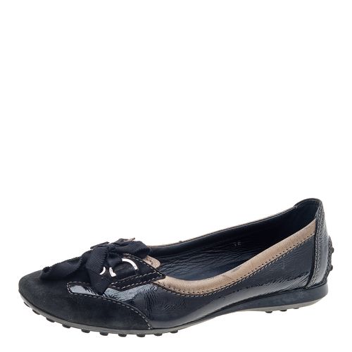 Tod's Black Patent Leather And Suede Lace up Loafers Size 36 - Tod's - Modalova