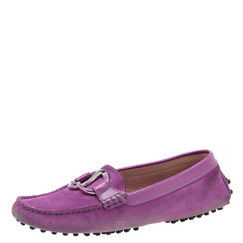 Tod's Purple Suede And Patent Leather Trim Embellished Slip On Loafers Size 38 - Tod's - Modalova