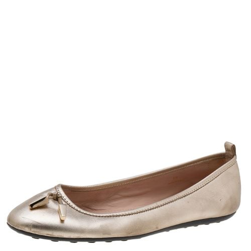 Tod's Gold Leather Tassel Ballet Flats Size 38 - Tod's - Modalova