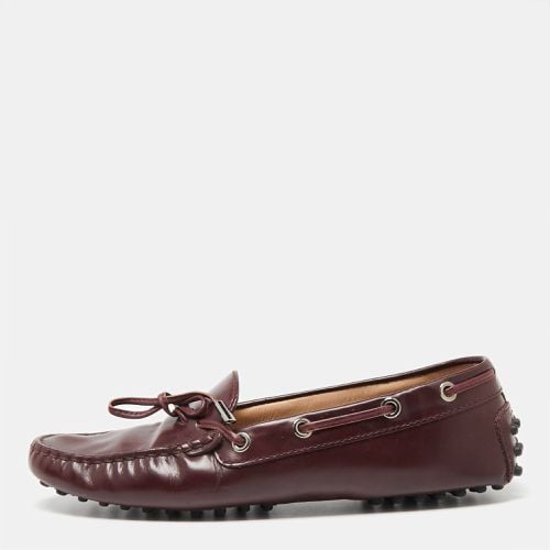 Tod's Burgundy Leather Bow Slip-On Loafers Size 37.5 - Tod's - Modalova