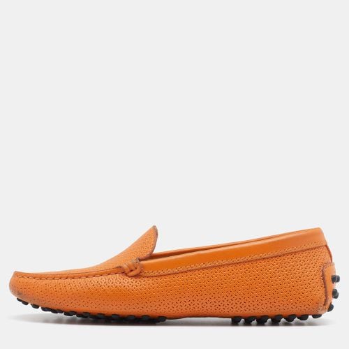 Tod's Orange Perforated Leather Slip On Loafers Size 36.5 - Tod's - Modalova