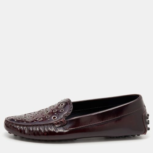 Tod's Burgundy Patent Leather Laser Cut Loafers Size 36.5 - Tod's - Modalova