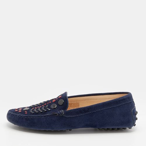 Tod's Navy Blue Suede Studded Slip On Loafers Size 37 - Tod's - Modalova