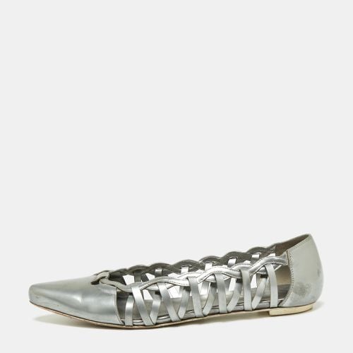 Tod's Grey Patent Leather Braided Detailed Pointed Toe Ballet Flats Size 39.5 - Tod's - Modalova