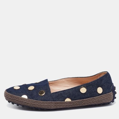 Tod's Navy Blue Denim Studded Espadrille Flats Size 36.5 - Tod's - Modalova