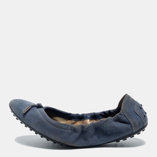 Tod's Blue Suede Bow Scrunch Ballet Flats Size 39 - Tod's - Modalova