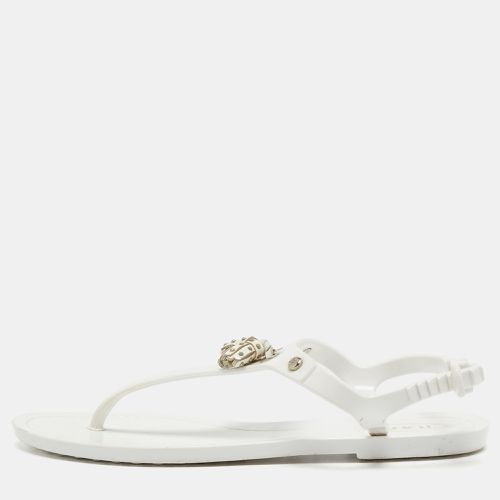 Tod's White Rubber Fringe Bow Thong Flat Sandals Size 36 - Tod's - Modalova