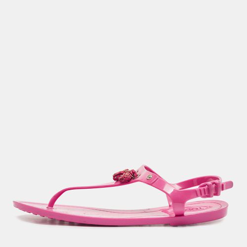 Tod's Pink Rubber Studded Tassel Thong Flat Sandals Size 38 - Tod's - Modalova