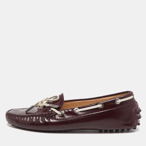 Tod's Burgundy Leather Bow Slip On Loafers Size 36.5 - Tod's - Modalova