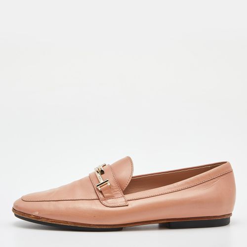 Tod's Peach Leather Double T Slip On Penny Loafers Size 37.5 - Tod's - Modalova