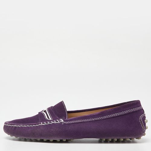 Tod's Purple Suede Gommino Penny Slip On Loafers Size 36 - Tod's - Modalova