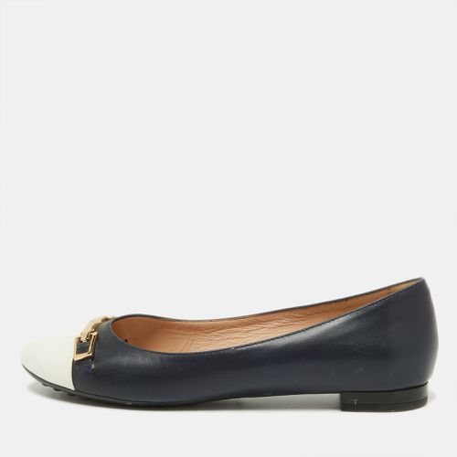 Tod's Blue/White Leather Cap Toe Ballet Flats Size 36.5 - Tod's - Modalova