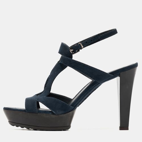 Tod's Navy Blue Cutout Suede Platform Sandals Size 40 - Tod's - Modalova