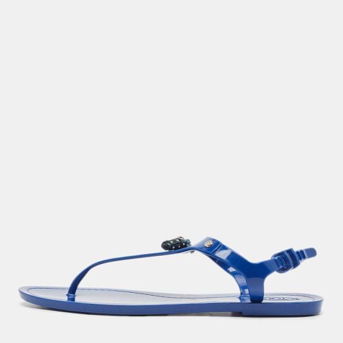 Tod's Blue Rubber Studded Tassel Flat Thong Sandals Size 40 - Tod's - Modalova