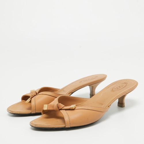 Leather Bow Slide Sandals Size 37.5 - Tod's - Modalova