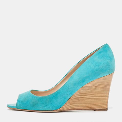 Tod's Blue Suede Peep Toe Wedge Pumps Size 40 - Tod's - Modalova