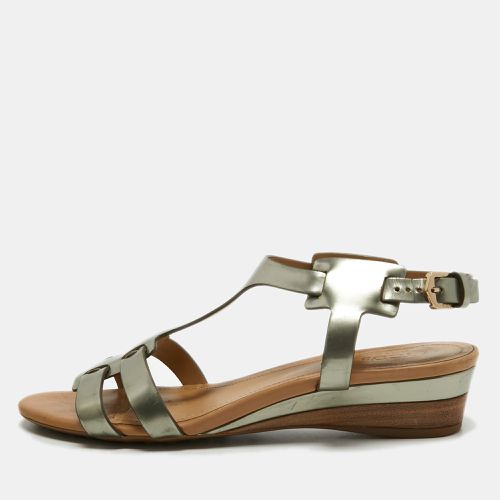 Tod's Metallic Leather Wedge Ankle Strap Sandals Size 36.5 - Tod's - Modalova